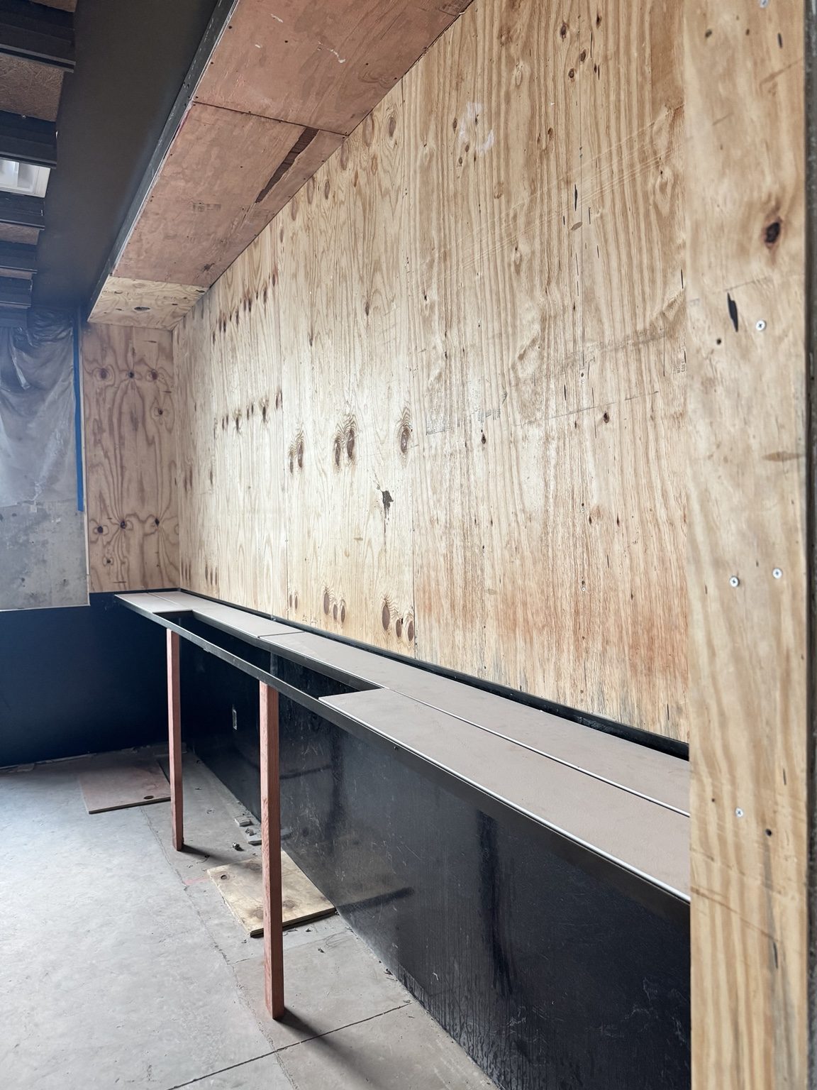 Back bar framing at Libations during construction